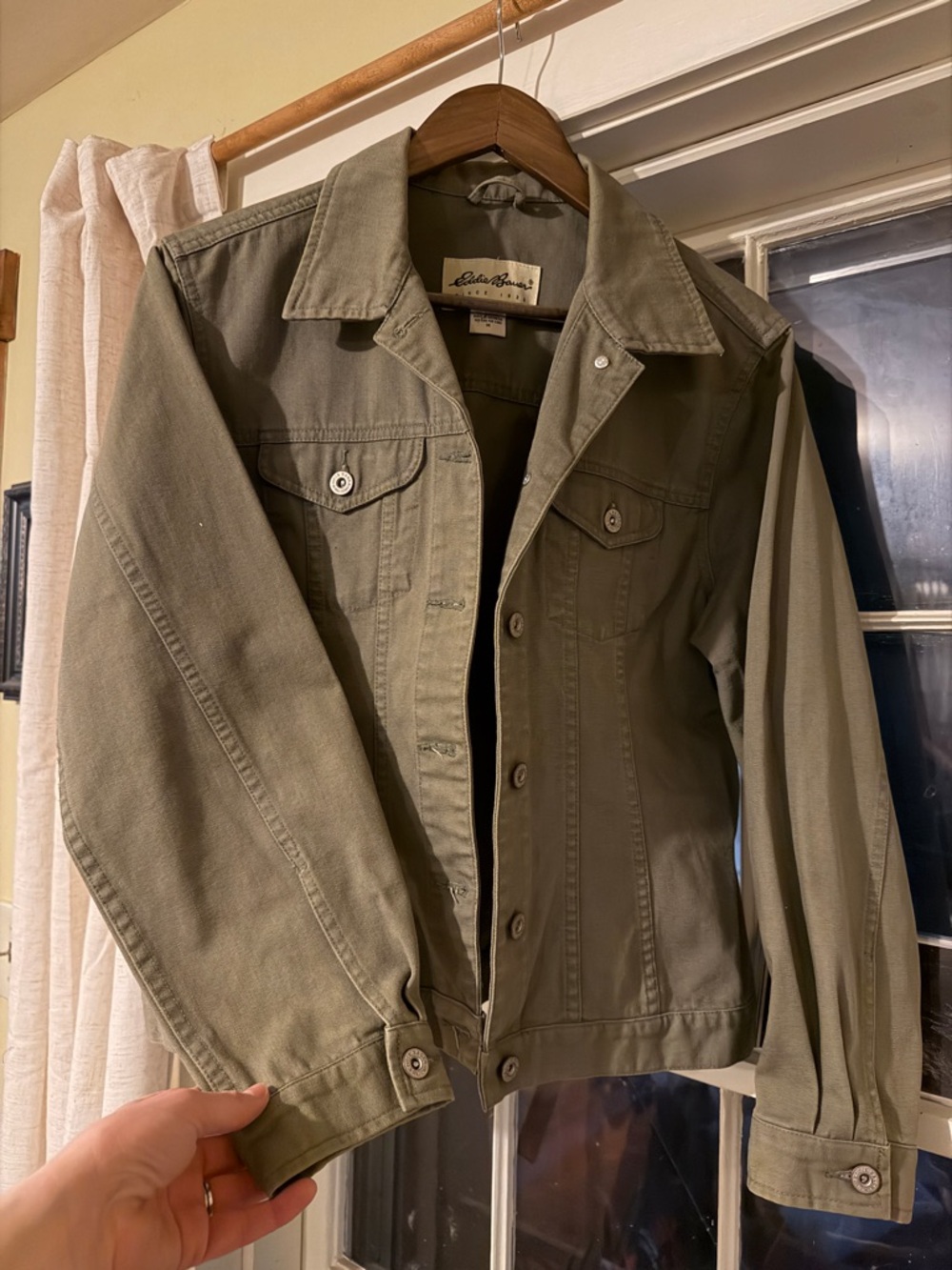 Eddie Bauer Olive Green Cotton Trucker Jacket